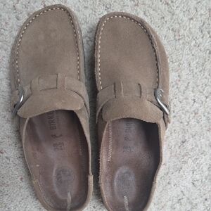 Birkenstock Women's Buckley Suede Slip-On Loafers in Taupe Brown